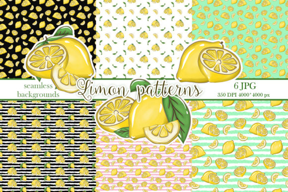 Brighten Your Projects with Zesty Lemon Pattern Digital Paper