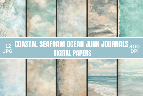 Crafting Serene Projects with Aqua Coastal Seafoam Digital Papers