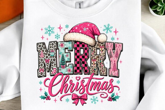 Deck the Halls with Digital Style: Preppy Merry Christmas Sublimation PNG
