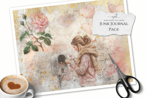 My Valentine’s Junk Journal Page 1: A Vintage Romance Canvas