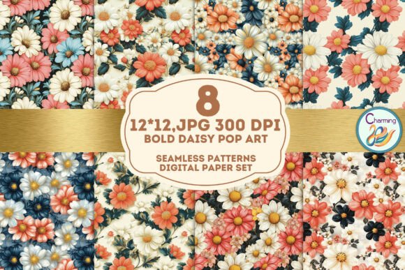 Seamless Paper: Bold Daisy Pop Art for Vibrant Creations