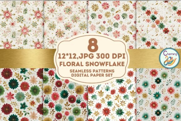Seamless Paper: Floral Snowflake for Seasonal Designs