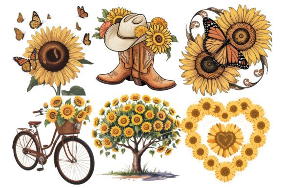 Sunflower PNG Clipart Bundle: A Burst of Sunshine for Every Design
