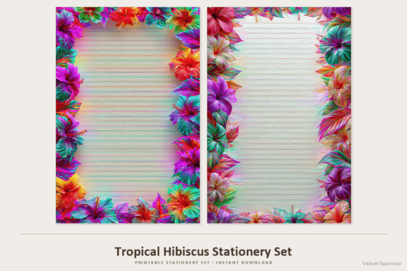 Tropical Hibiscus Stationery Set: A Complete Printable Collection