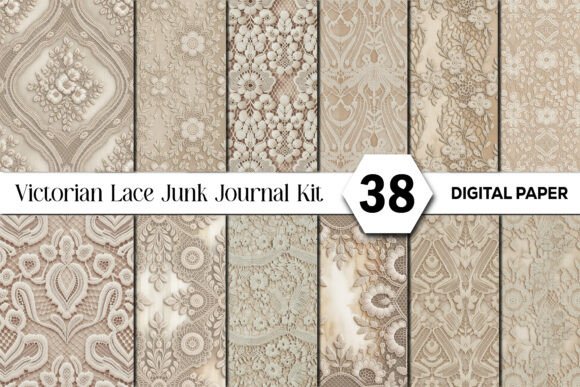 Victorian Lace Junk Journal Kit: Timeless Digital Elegance