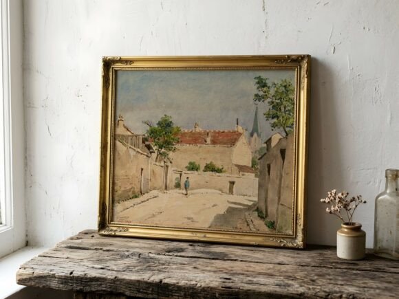 Vintage Ornate Gold Frame: A Rustic Mockup for Timeless Art