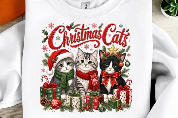 Whisker-Twitching Holiday Designs: Christmas Cats Sublimation PNG
